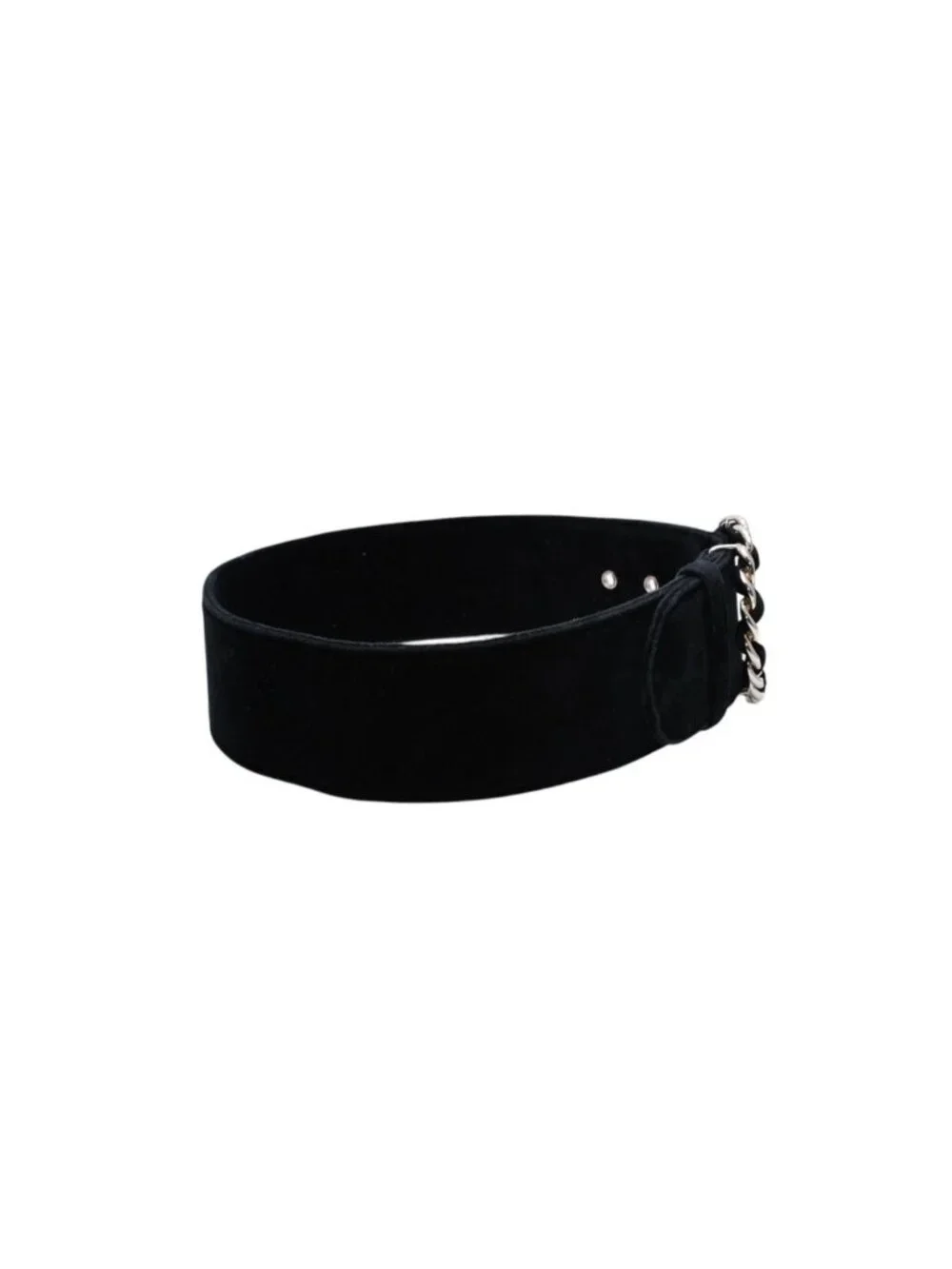 Chanel Belt Velvet Velour 65/26 Black Gold